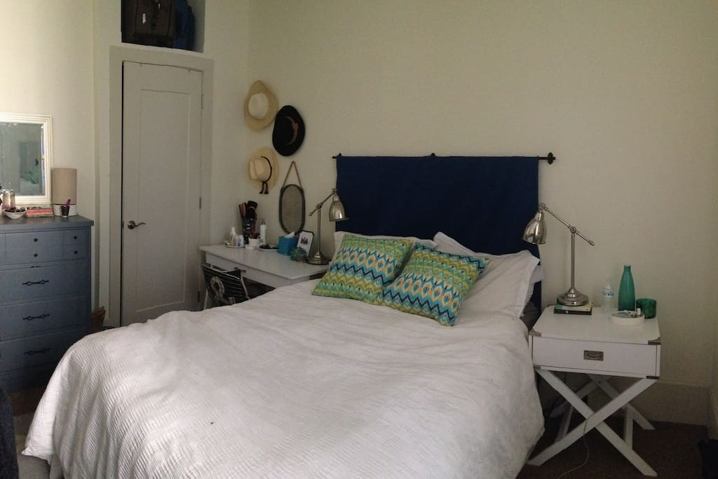 Peaceful, sun-drenched bedroom