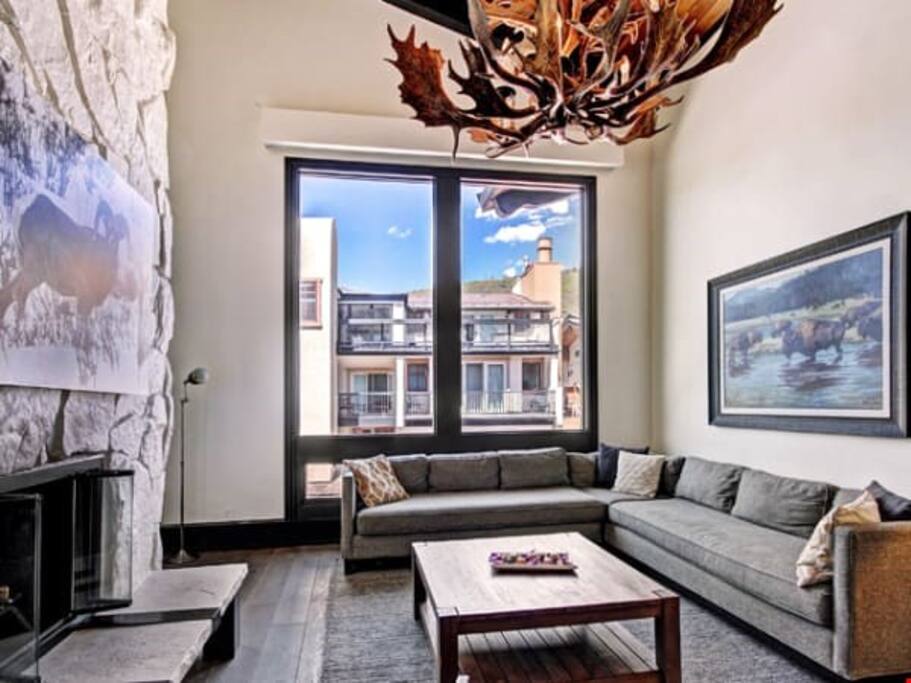 Sink into the cozy sofa after a day exploring the area.