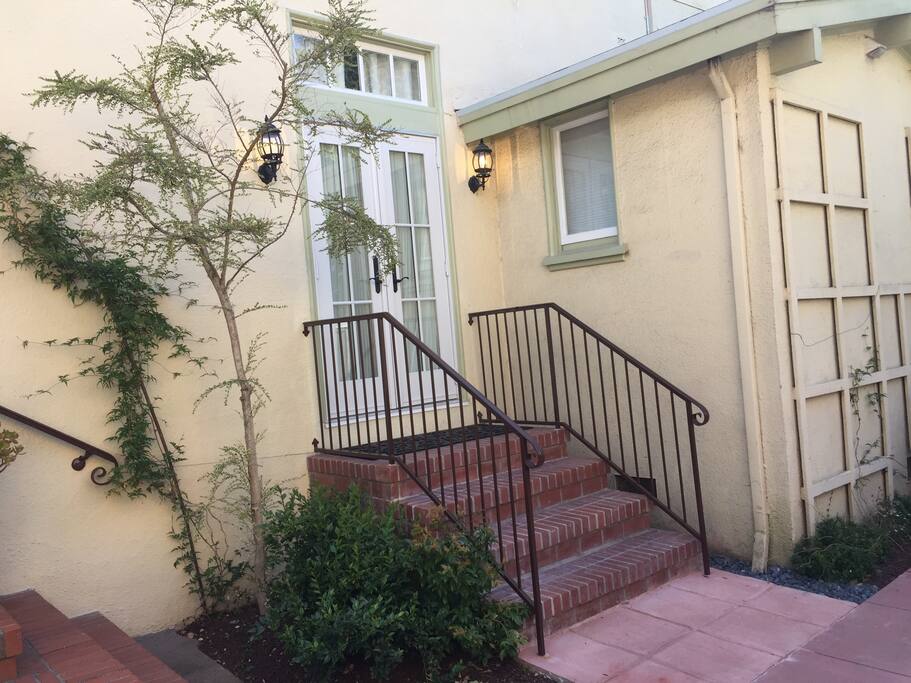 Private French doors, entrance to studio