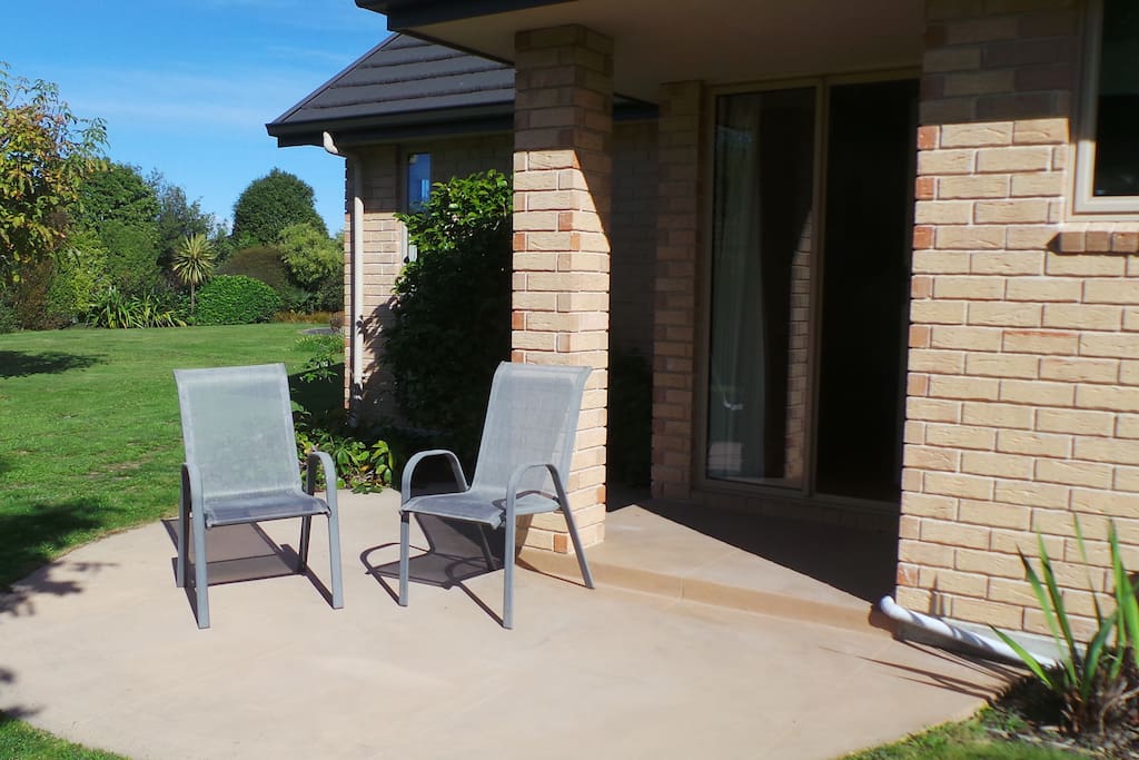 Side entrance and side patio