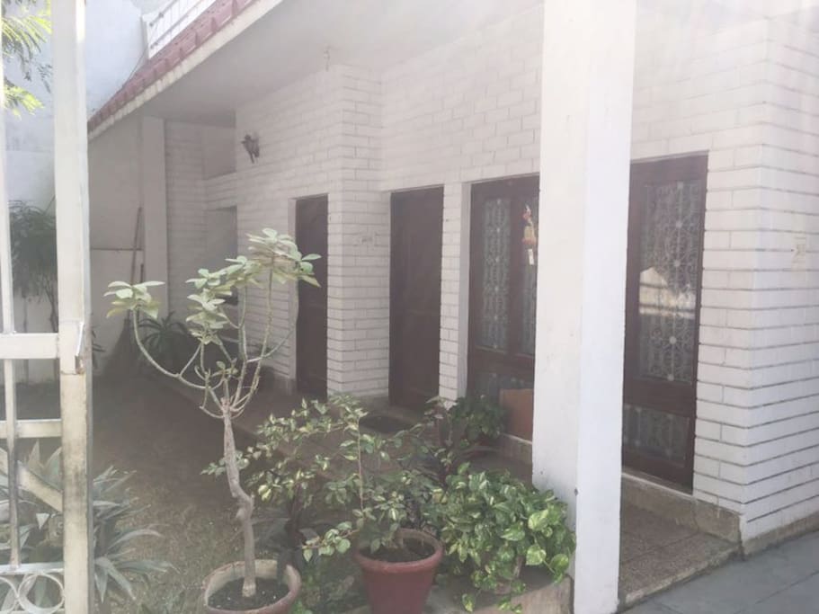 A small garden cum veranda on the ground floor
