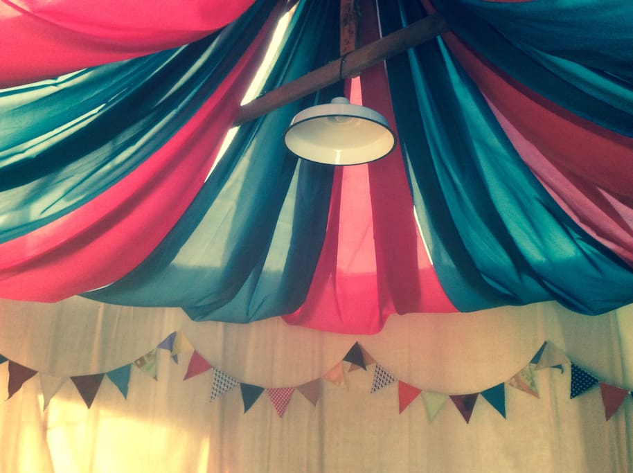 Bunting and tent lining.