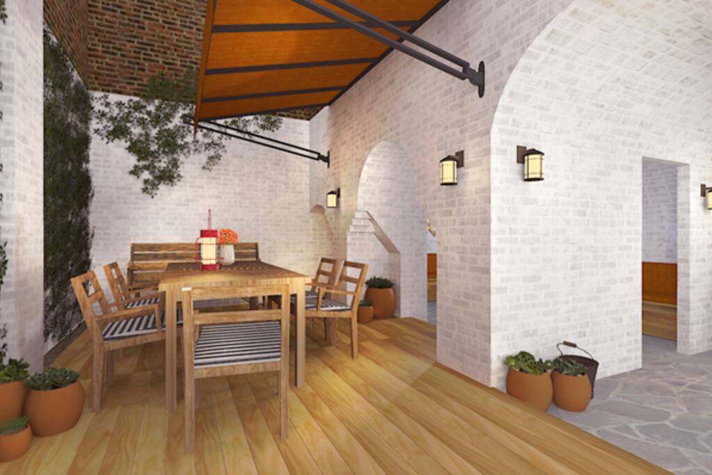 Smoking is allowed in the garden, it's also a common space that you can use it for 24 hours, 7 days a week.