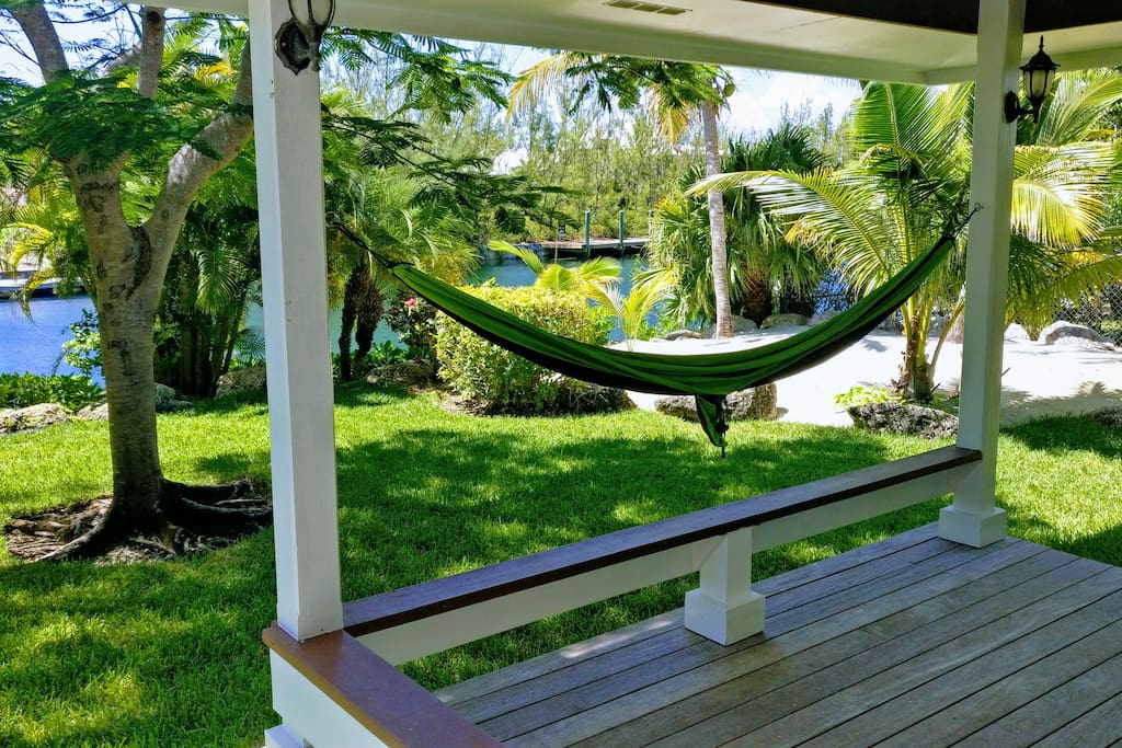 Great patio - patio furniture & multiple hammocks with many anchor points supplied.