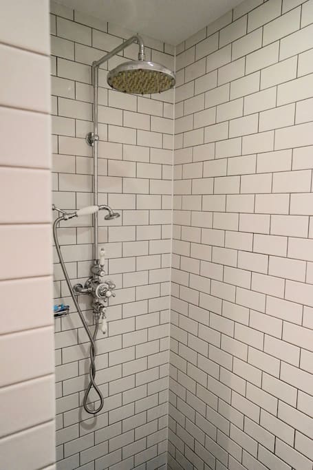 Downstairs shower room with power double shower