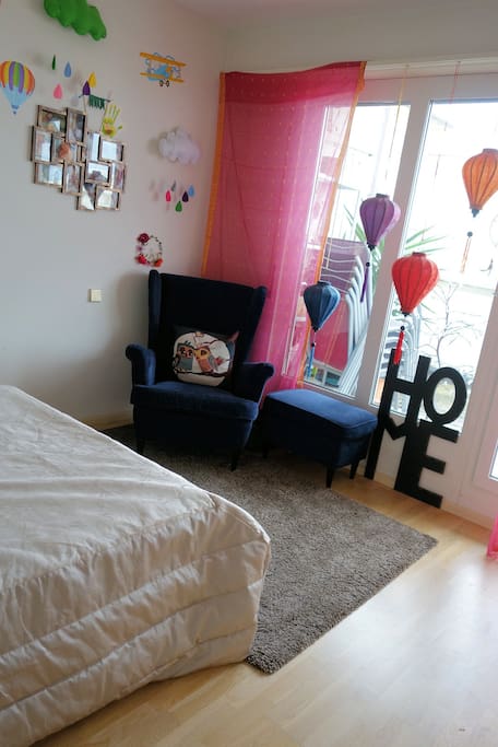 Your bedroom (with access to west-balcony, with evening sun)