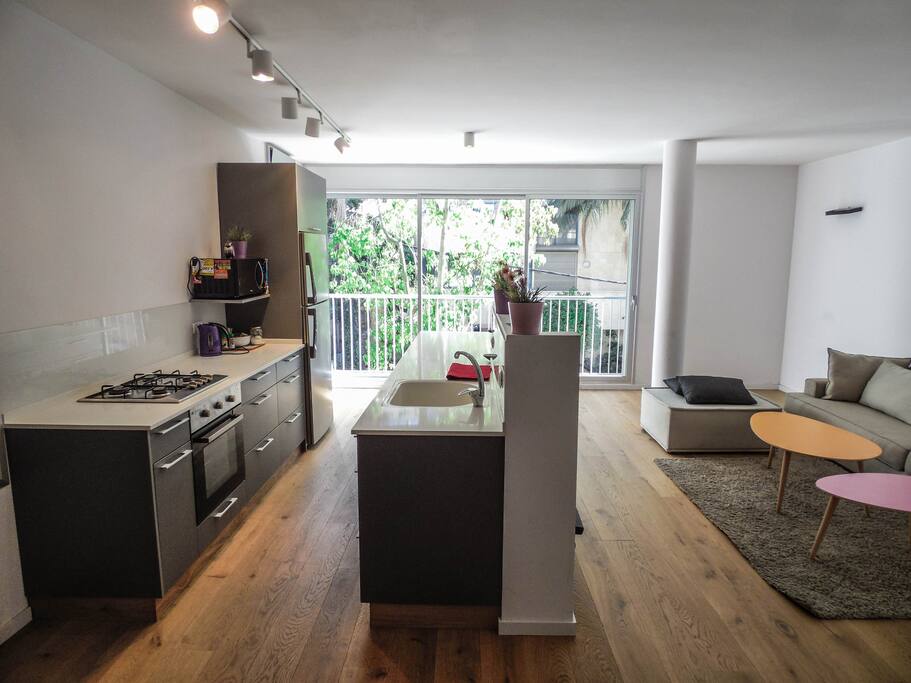 45sqm/480sqft living room with kitchen. quiet street