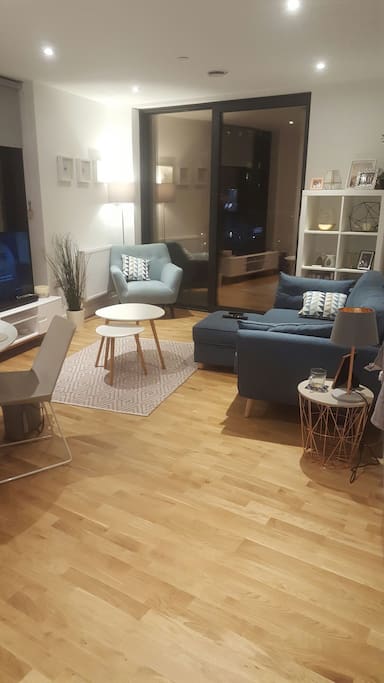 The open plan living room / dining room / kitchen