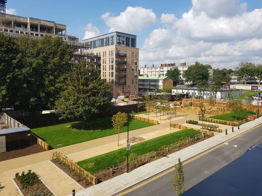 West Terrace Park - view from balcony. There is also a building in construction opposite.