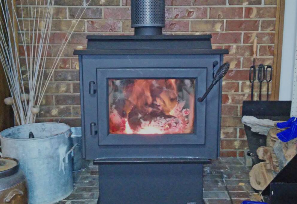 Wood heater in the living room