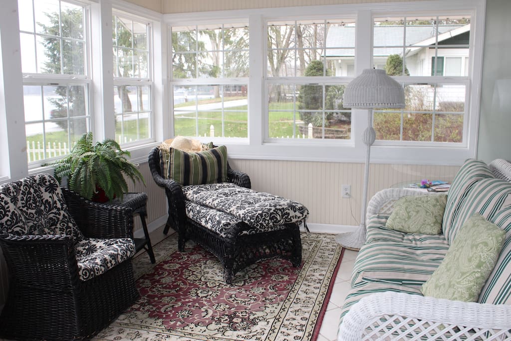 Sun room with lake view