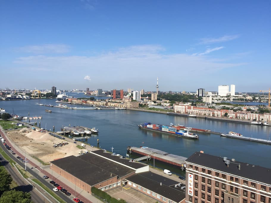 The skyline of Rotterdam from our window