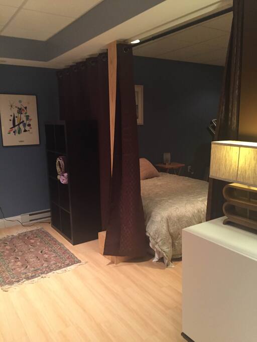 Pretty private--with dividing curtains.