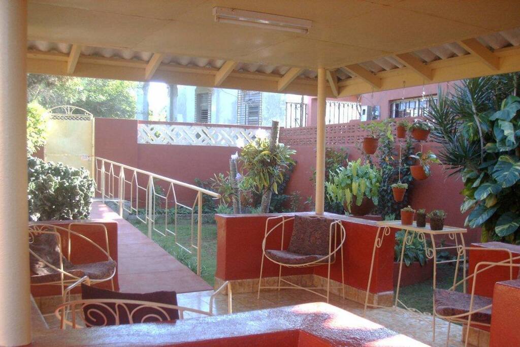 View of the entrance to the house, from the porch.