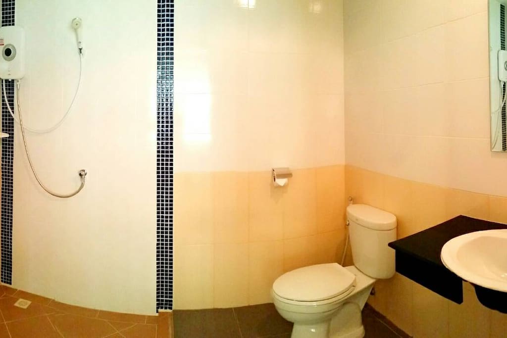 Restroom with warm water.