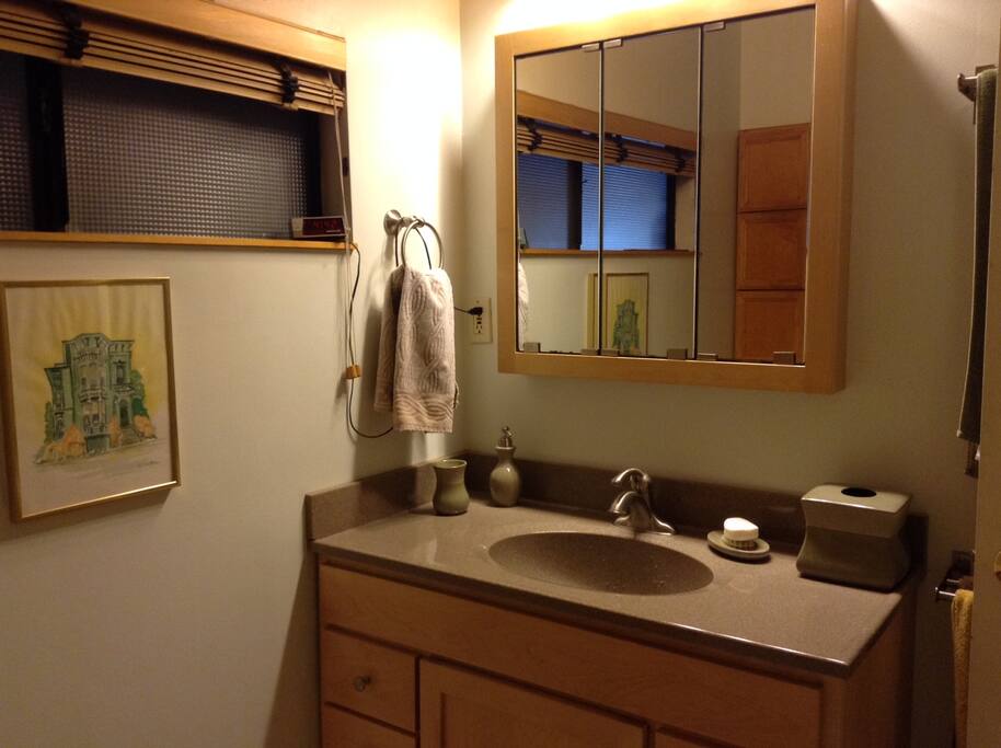 Spacious private bath.