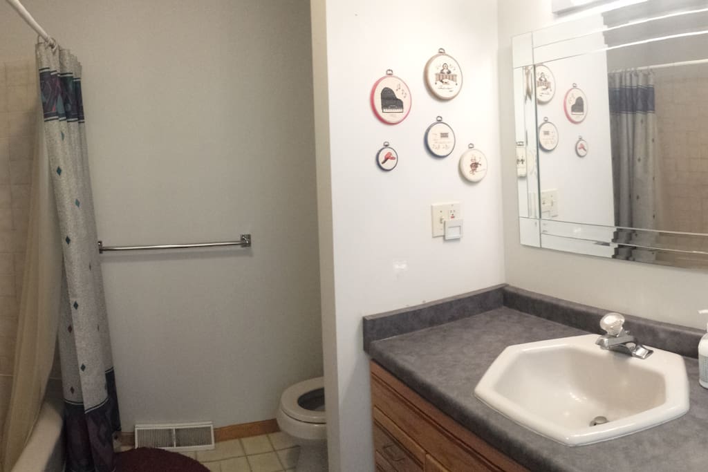 Bathroom shared with one other bedroom.