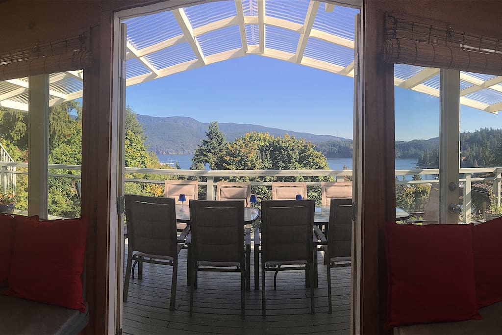 Behold! Our newly added roof covering our huge deck! Now you can be out there whenever you please!