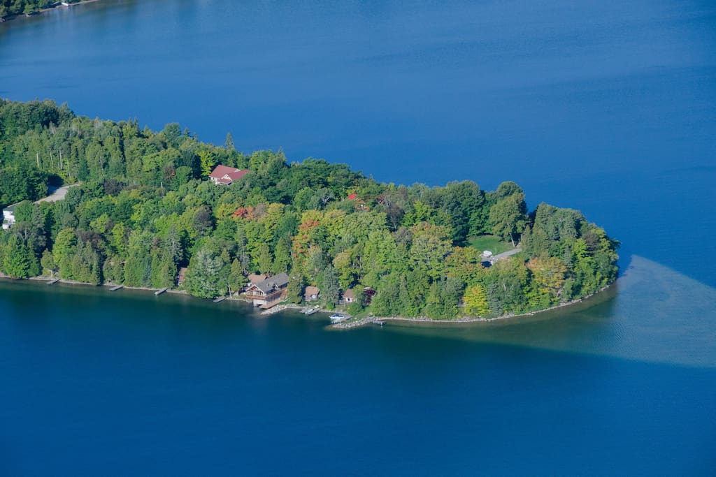 A private cabin on the tip of a peninsula on Lake Manitou.