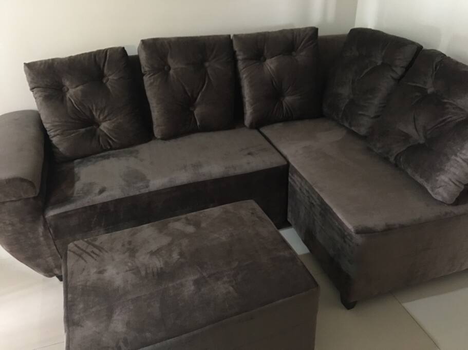 Living area, coach that can be re-arrange to be a sofabed