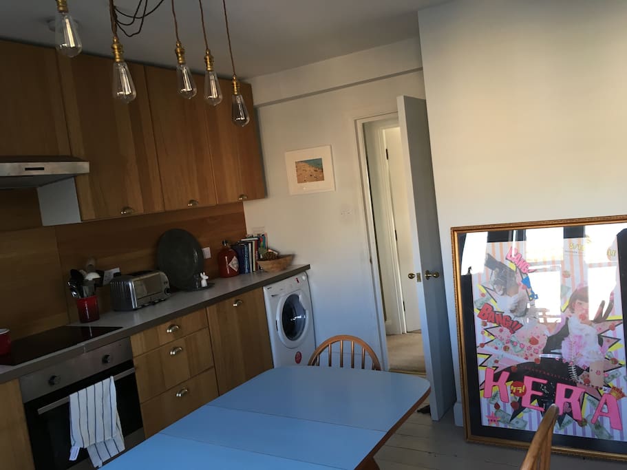 Front room showing kitchen.