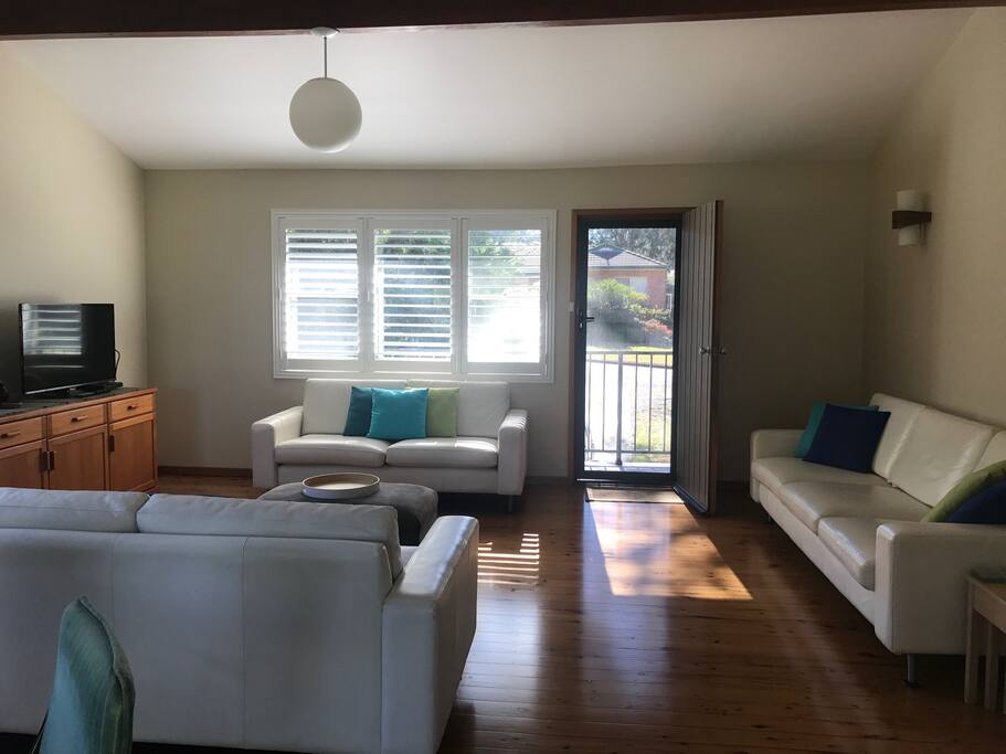 Sun drenched living upstairs.