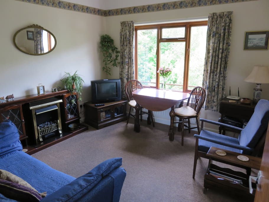 Comfortable sitting room with Freeview TV.