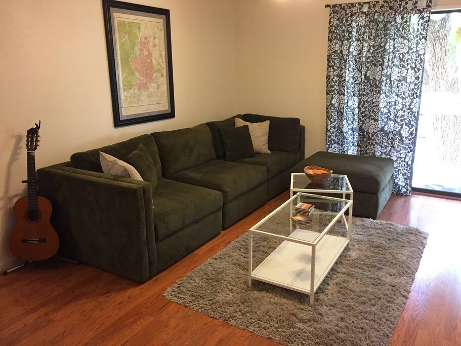 We love Green Couch, and so will you! It's way too comfortable, and becomes a giant bed-square if needed.