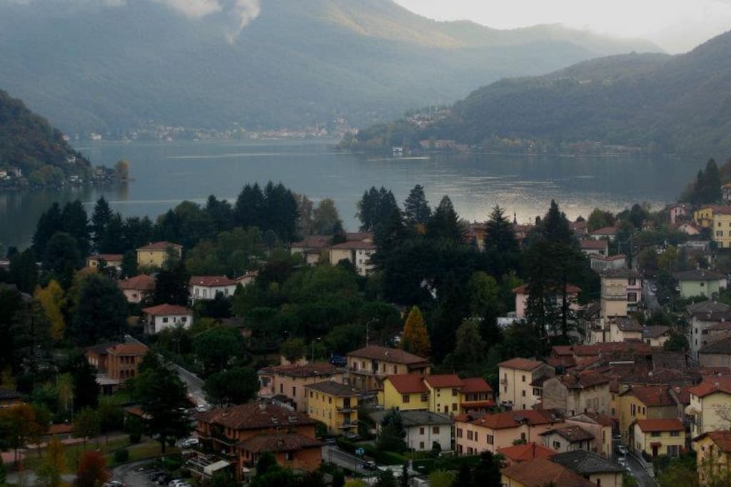 Stunning view of lake Lugano from the villa deck