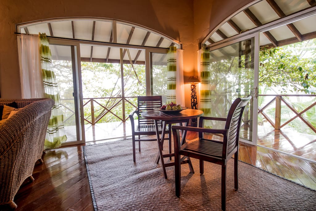 Wrap-around balcony overlooks the Caribbean