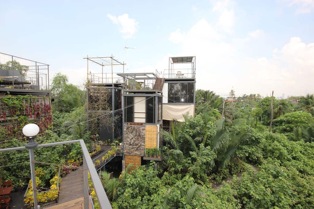 2 bedroom residence with lounge areas atop the roof.