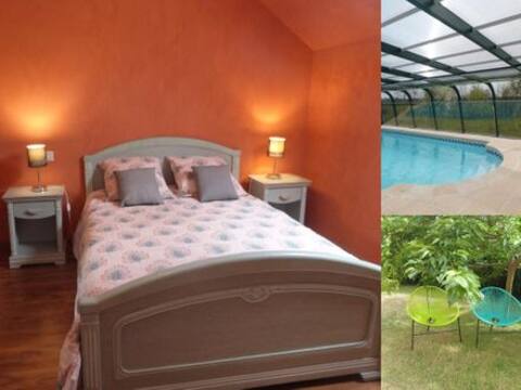 L'Hirondelle cottage with swimming pool