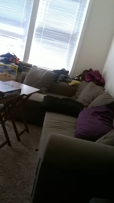 Big couch all yours. Converts to big queen bed in a jiffy. Ikea.
