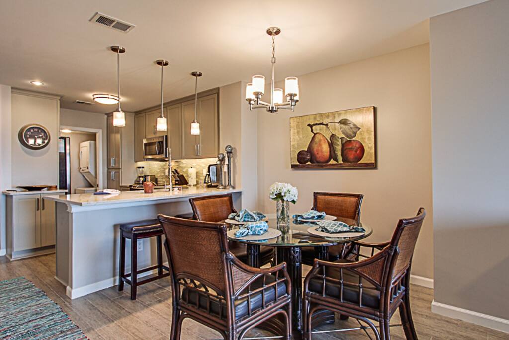 Seating for six. Laundry room off kitchen. Updated lighting fixtures!