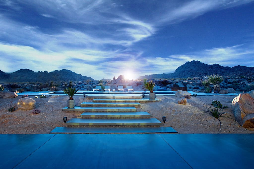 Views looking east over the pool are unobstructed. There is only the beautiful solitude of the desert beyond SkyHouse.