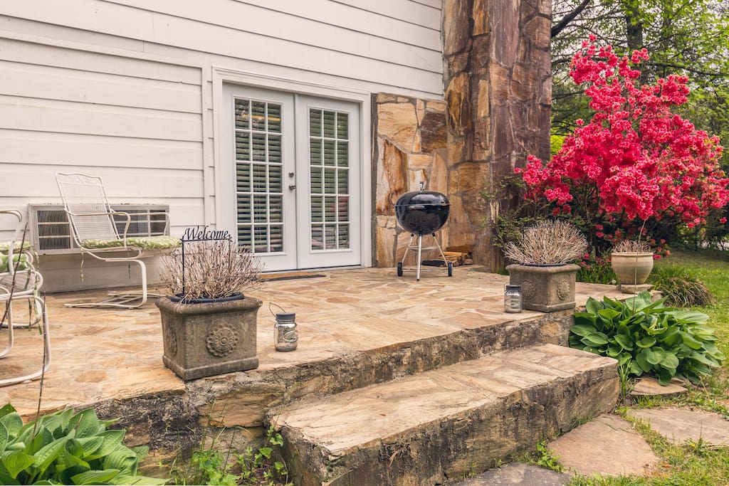 Two private stone patios