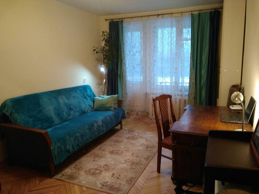 Living room with a folded sofa