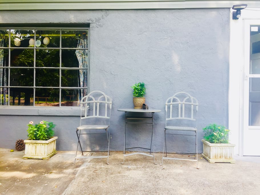 New planters adds charm for eating outside.
