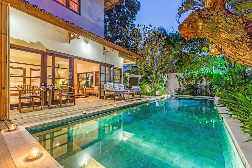 Private 12m pool at sunset