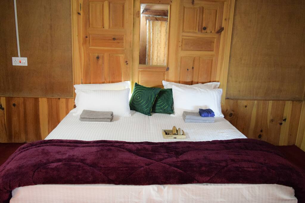 Inside the rooms, the design is minimalist. No art, no rugs, no frills whatsoever.