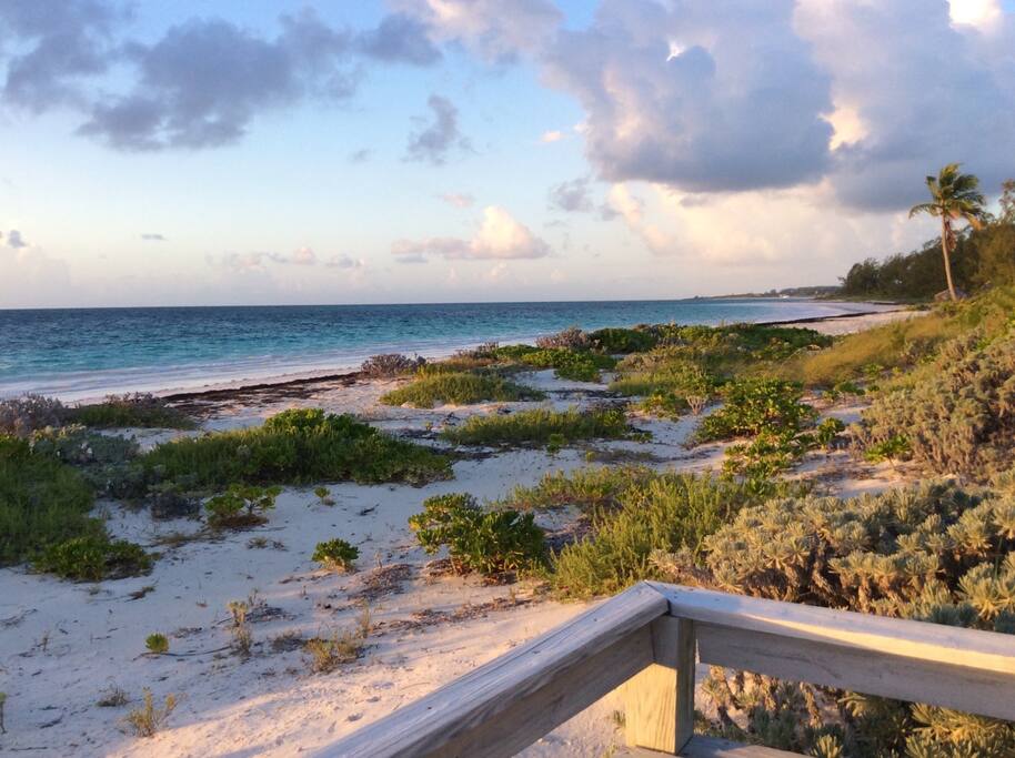 looking from the gazebo down the beach
