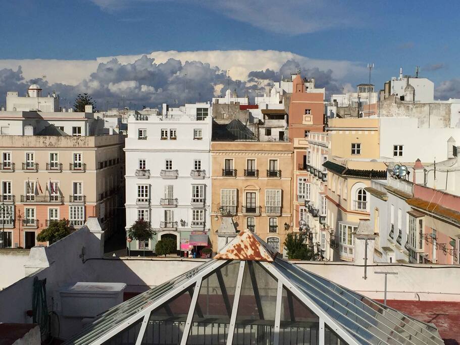 View over Plaza San Antonio, from upper terrace