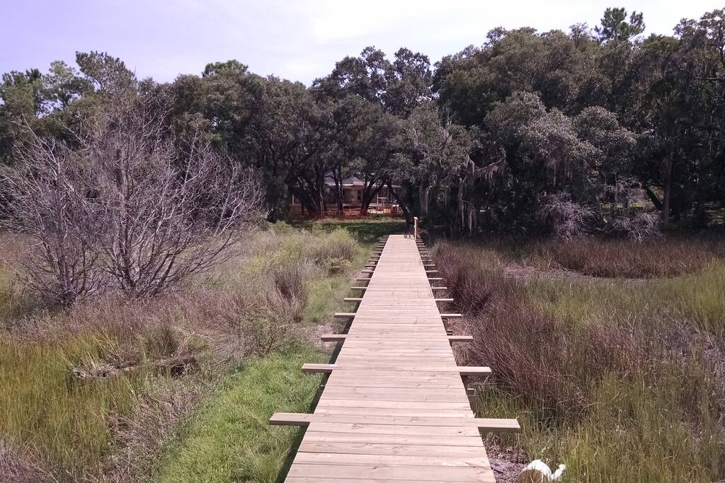 View of the cottage from on the dock