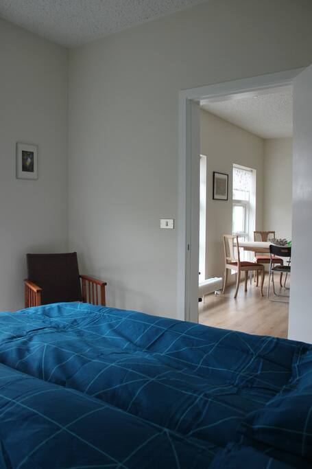 View inside the living room from the bigger bedroom.