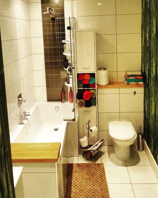 There is a power shower and constant hot water