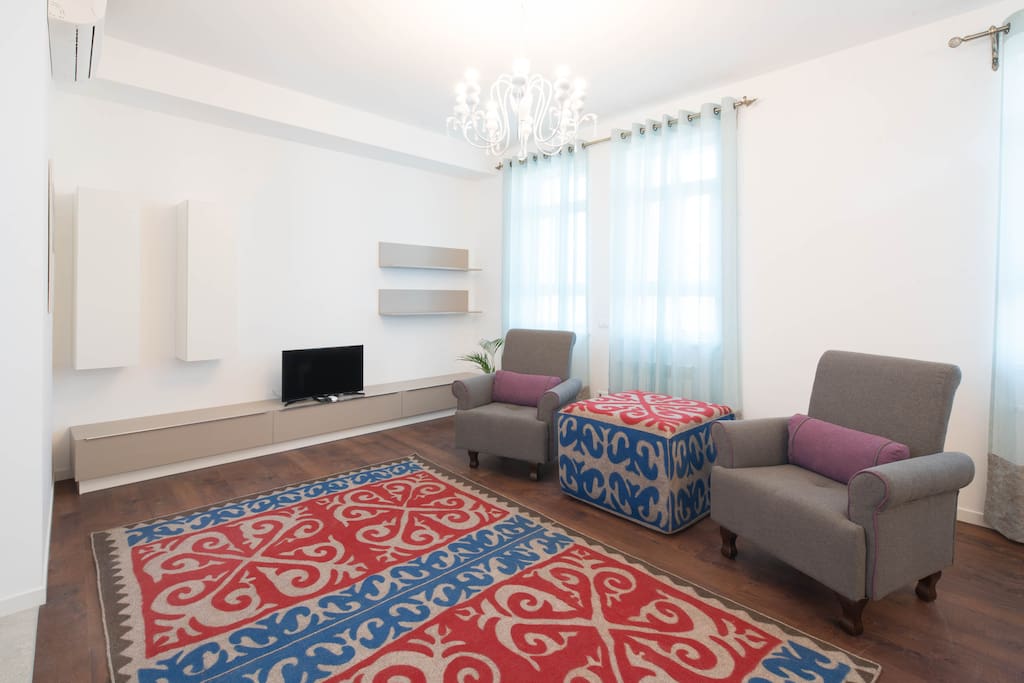 beautiful living room in ethno style of Kazakh people