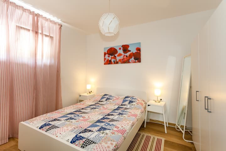 Bedroom with queen bed for two