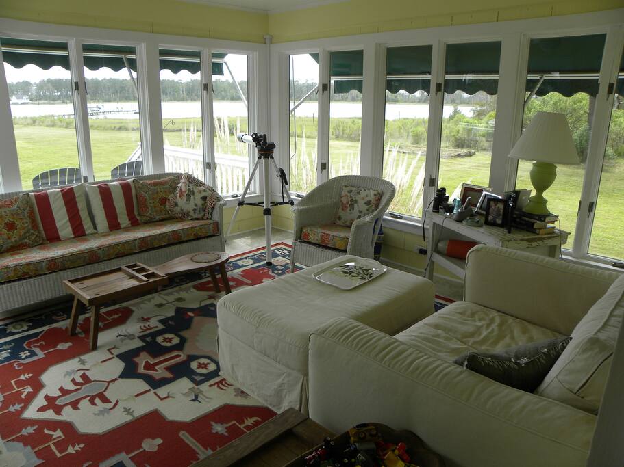 Sun room with water views