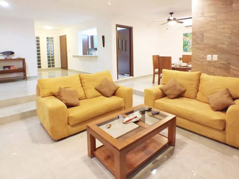 Comfortable Living room with Full HD TV with Roku