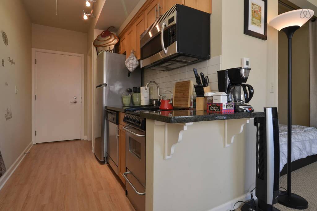 Entrance and fully stocked kitchen